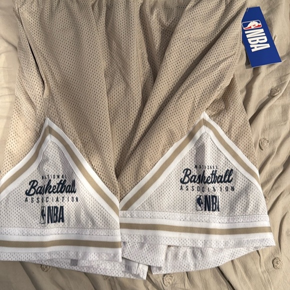 NBA Cream White Athletic Shorts - Picture 2 of 4